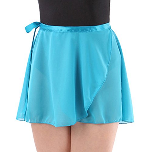 Wuchieal Lady's Sheer Wrap Skirt Ballet Skirt Ballet Dance Dancewear Light Blue