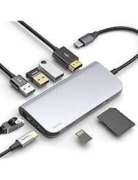 Adaptador USB C Hub 8 en 1, Baseus Adaptador USB tipo C con 4K USB C a HDMI, puerto Ethernet Gigabit, 3 puertos USB 3.0, suministro de energía USB C, lector de tarjetas SD   TF para MacBook Pro y otro tipo  C Portátiles