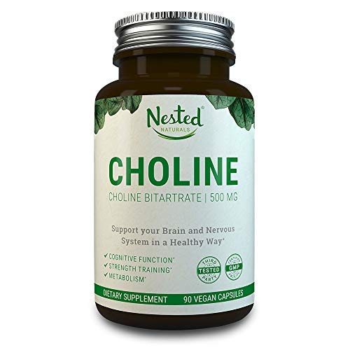 CHOLINE BITARTRATE 500 mg 90 Vegan Capsules Promotes Healthy