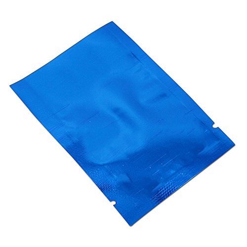 100 Pack Multi Sizes-Colors Mylar Foil Heat Sealable Bag Aluminum Foil Smell Proof Pouch Bulk Food Storage Central Vacuum Bag (Blue, 4.7"x7.1" (4.1”x6.7” inner size))