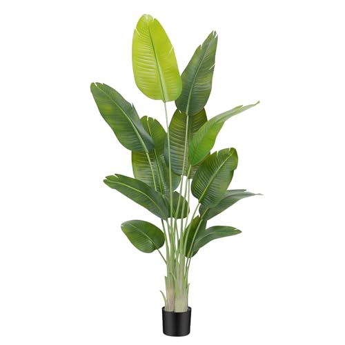 Keeplush Artificial Bird of Paradise Plant, 180 cm High, Large Artificial Indoor Plant, Artificial Banana Tree with 13 Leaves, Artificial Tree Indoor or Outdoor Living Room Office Garden Dec