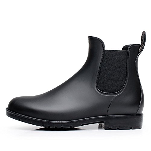 17KM Women's Black Ankle Rain Shoes Anti Slip Short Rain Boots Slip On Waterproof Chelsea Boots