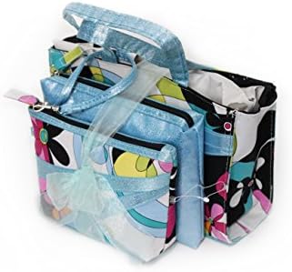 Emma Clare Spa Cosmetic Bag 3-in-1 Elegant Floral Pattern Travel Toiletry Bag Organizer With Mirror