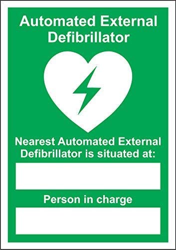 Lilyanaen New Metal Sign Aluminum Sign Automated External Defibrillator Nearest Location Sign for Outdoor & Indoor 12" x 8"