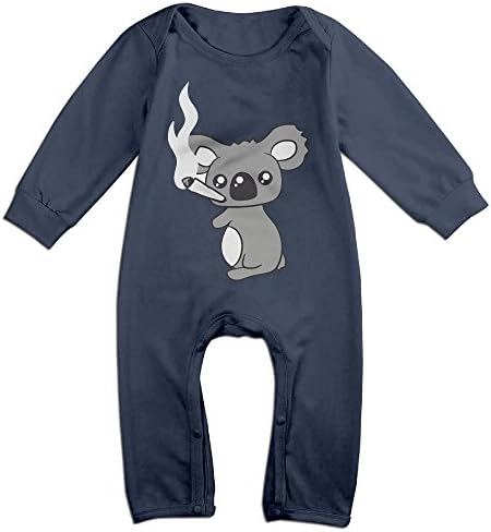 Smoking Koala Popular Animal Romper,6-24 Month Toddler Onesie,infant Bodysuit Long Sleeve Navy 6 M
