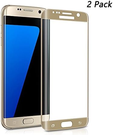 Galaxy S7 Edge Screen Protector,Daker Full Coverage Anti-Scratch, Anti-Fingerprint, Easy to Install Curved Tempered Glass Screen Protector for S7 Edge (gold 2 pack)