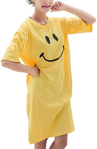 Smiley Face Womens T-Shirt Swimsuit Cover Up Home Dress