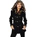 Alpine Swiss Duffy Women's Wool Coat Fur Trim Hooded Parka Jacket