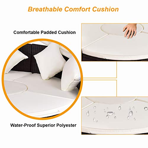 Tangkula Patio Daybed, 73" Diameter Outdoor Lawn Backyard Poolside