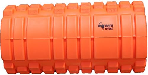 BAM Fitness Foam Roller 13” x 6” with Grid for Deep-Tissue Massage and Trigger-Point Muscle Therapy (Orange)