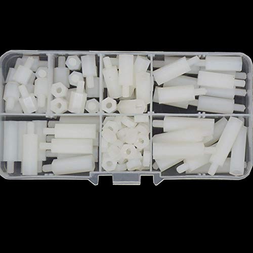 Nylon M4 Male to Male Hex Standoff Plastic Thread Motherboard Spacer Prototyping Accessories for PCB, Quadcopter Drone, Computer & Circuit Board Assortment Kit 110pcs White - Thumbnail 3