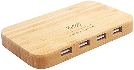 INNAPER 30W 4 Ports USB Charging Station, Multi-port USB Charger Desktop Hub for iPhone, iPad, Samsung Galaxy and More (Bamboo)