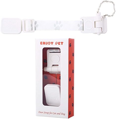 ENJOY PET Door Strap for Pets, Cat Doors for Interior Doors, Dog Door for French doors, Easily Pass for Cat &amp; Keep Dog Out, No More Pet Gate/Cat Door, Kitty Litter Box Dog Proof Adjustable Door Latch