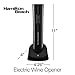 Hamilton Beach 76610 Cordless Electric Wine Bottle Opener with Battery Charger, Foil Cutter and Comfortable Grip, Portable, Black