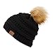 C.C Hatsandscarf Exclusives Unisex Ombre Ribbed Confetti Knit Beanie with POM (HAT-43) - One Size, Black