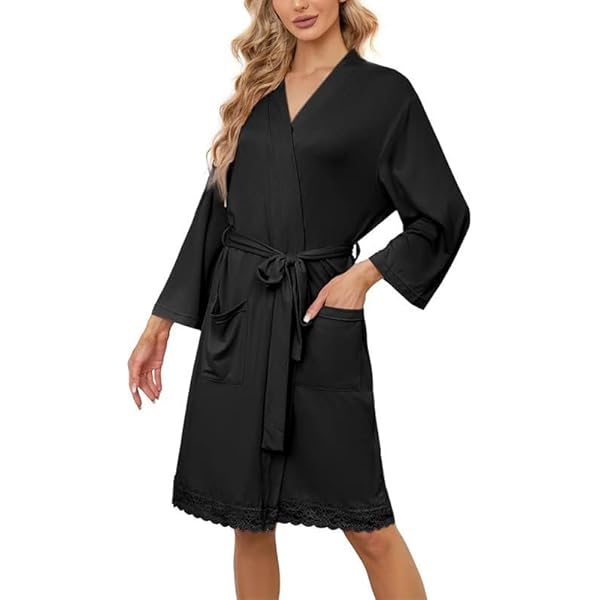 Albornoz Para Mujer, Ligero, Corto, De Algodón, Ligero, Sin Capucha, Albornoz De Sauna De Manga Larga, Bata De Kimono, Albornoz De Sauna, Con Cuello En V, Bata De Sauna, Albornoz De Viaje, A, L