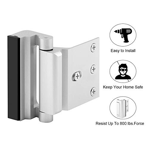 Home Security Door Lock with 8 Screws, Childproof Door Reinforcement Lock with 3" Stop Withstand 800 lbs for Inward Swinging Door,Upgrade Night Lock to Defend Your Home