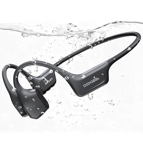 DOOGEEEco Swimming Headphones IP68, Waterproof Bone Conduction Headphones Bluetooth 5.4, 64 GB MP3, 10 h Battery, for Swimming, Running, Gym, Water Sports and Training, Dark Grey
