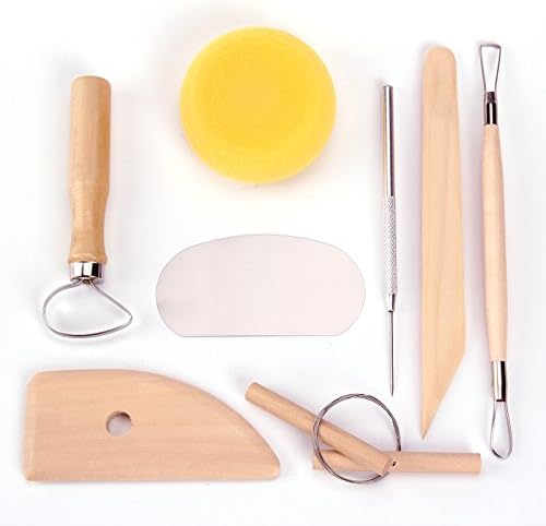 SinoWare 8-Piece Pottery Clay Tools Wood Polymer Carving Tool Set For Shaping and Sculpting