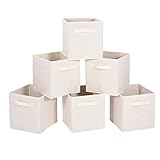 MaidMAX Cloth Storage Bin with Dual Handles for Home Closet Nursery Drawers Organizer, Foldable, Beige, 10.5&times;11 inches, Set of 6, 6-Pack,