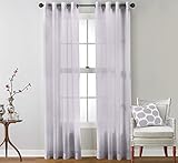 HLC.ME 2 Piece Sheer Window Curtain Grommet Panels (Silver) - 84