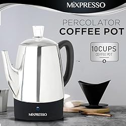 Mixpresso Electric Pot 10 Cup, Stainless Steel