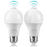 BUSUPER 12W Motion Sensor Light Bulb, Infrared LED Bulb, E26/E27 Base, Daylight 6000K, 1100LM, Dusk to Dawn Light Bulb with Auto on/off, Indoor/Outdoor Lighting Lamp, 2 Pack