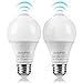 BUSUPER 12W Motion Sensor Light Bulb, Infrared LED Bulb, E26/E27 Base, Daylight 6000K, 1100LM, Dusk to Dawn Light Bulb with Auto on/off, Indoor/Outdoor Lighting Lamp, 2 Pack