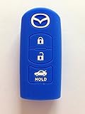 Dark Blue Silicone Protector key Holder Protecting Bag Key Cover Key Jacket Key Case Cover Fob Skin Key Holder for Mazda Cx-5 Cx-7 Cx-9 Mazda 3 5 6 (Dark blue)