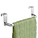 mDesign Steel Metal Wire Over Cabinet Towel Rack Storage Organizer - Hang on Cabinet or Door - Towel Bar Holder for Kitchen - Holds Hand Towels, Washcloths - Spira Collection, 2 Pack, Chrome