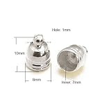 Pack Of 20 x Platinum Plated Brass 8 x 10mm Kumihimo Bell-Shape End Caps - (HA03314) - Charming Beads