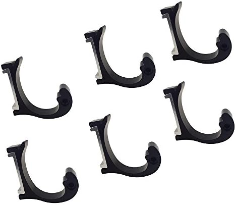 Single Wall Hook, Aluminum Coat Robe Towel Hat Hooks/Hangers, 6 Pack, Black (Dolphin Shape)
