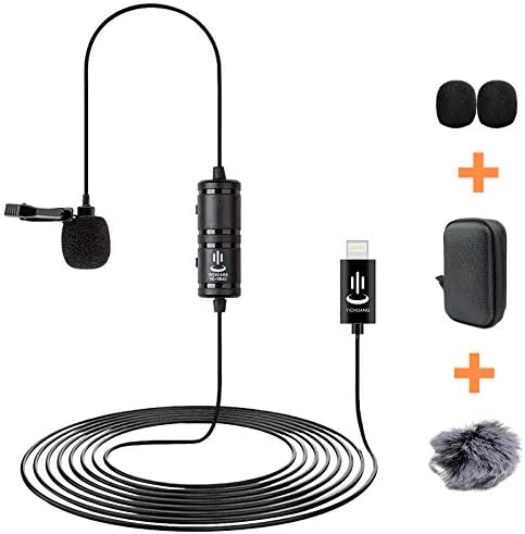 YichuangLapel Microphone Compatible with iPhone,Professional External Lavalier Microphone Audio Video Recording,can be Used for YouTube,Interview,Conference(19.6ft)