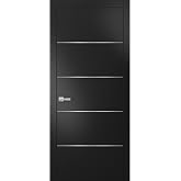 SARTODOORS Solid French Door 36 x 80 inches | Planum 0020 Matte Black | Single Regular Panel Frame Trims Handle | Bathroom Bedroom Sturdy Doors