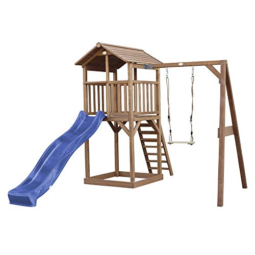 Beauty.Scouts Holzspielhaus Simon XL mit Rutsche (versch. Farben) und Einzelschaukel 349x283,60x241,90cm Holz in braun…