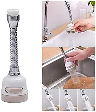 BATH CUBE Stainless Steel + ABS 360 Degree Rotation Bubbler Saving Tap Aerator Diffuser Water Faucet Filter Shower Head Nozzle Adapter, Beige + Silver, Painted Finish
