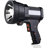 YIERBLUE Rechargeable Spotlight, Super Bright 2000,000 High Lumen LED Handheld Spotlight Long Lasting Large Flashlight Searchlight and Flood Camping Flashlight with Foldable Tripod Black