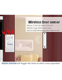 KERUI - Kit de alarma de seguridad para oficina en casa, tienda e interior, con control remoto y sensor de contacto de puerta, sensor de movimiento, hasta 110 dB