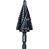 Klein Tools QRST11 Step Drill Bit, Quick Release Spiral Double-Fluted, 7/8 to 1-1/8-Inch, Hex Shank, Cut Steel, Wood, Plastic, Aluminum