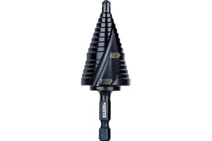 KLEIN TOOLS QRST11 Step Drill Bit, Quick Release Spiral Double-Fluted, 7/8 to 1-1/8-Inch, Hex Shank, Cut Steel, Wood, Plastic