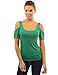 PattyBoutik Women Scoop Neck Cut Out Flutter Sleeve Blouse (Medium Green Small)