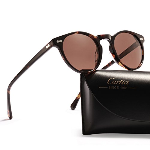Vintage Round Sunglasses - Carfia Retro Polarized Sunglasses for Women Men, 100% UV400 Protection