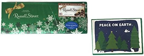 Russell Stover Assortment of All Milk Fine Chocolates -12oz Box &amp; A Eco-Friendly Recycled Paper, 5x7in Designer Holiday Card. Wrapped and Ready To Holiday Gift (2 Items)