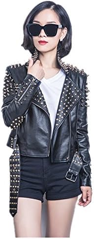 Punk Rock PU Leather Jacket Rivets DJ Coat Fashion Motorcycle Short Costumes Cosplay Jacket (B,XL)