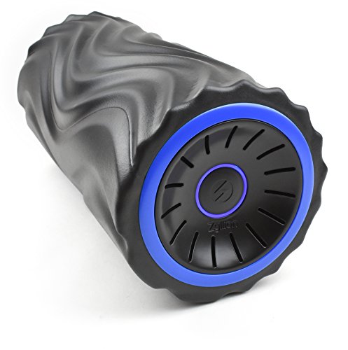 Zyllion Vibrating Foam Roller with 4 Intensity Settings – Rechargeable High Density Massager for Post Workout Muscle Recover, Myofascial Release, and Deep Tissue Massage, ZMA-22 (Black/Blue)