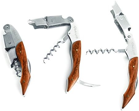 Venice Vino Premium Waiters Corkscrew with Rosewood Handle, Double Hinged Fulcrum, Serrated Foil Cutter,Bottle Opener