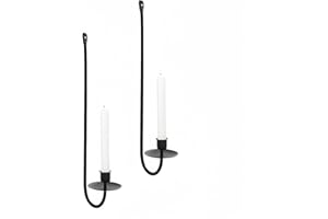 Wzenclave Double Arm Sconce Set of 2, Metal Sconce Holders, Pillar Candle Holders, Black Modern Sconce Holders, Hanging Wall 