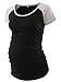 BBHoping Women's Baseball Crew Neck Raglan Sleeve Side Ruched Maternity T Shirts Top Pregnancy Shirt Black Light Grey Medium