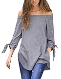 Kissky Women's Off The Shoulder Long Sleeve Knotted Top Blouse