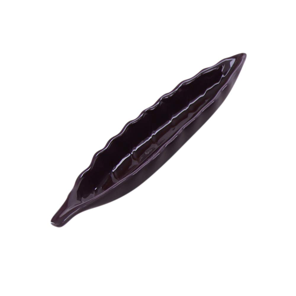 Incense Holder Leaf Ceramic in Purple Fair Trade Length 27.5 cm